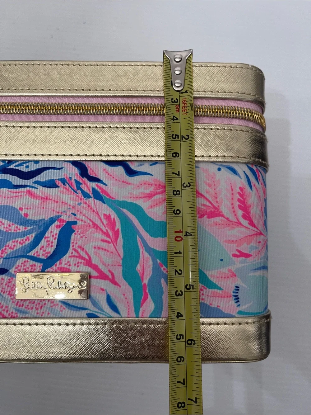 Lilly Pulitzer Gold Multi-Color Cosmetic Train Case